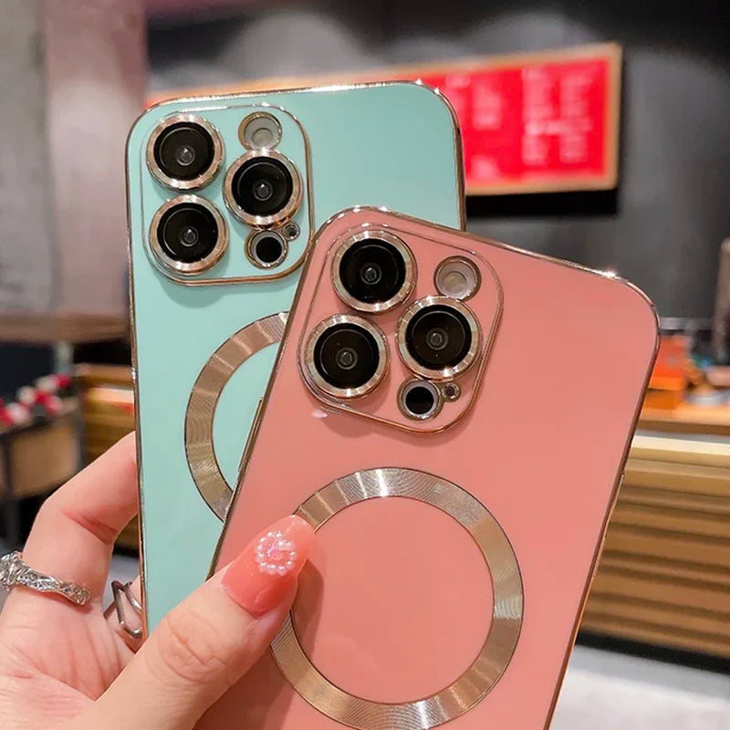 Electroplate Glitter Phone Case With Lens Protector