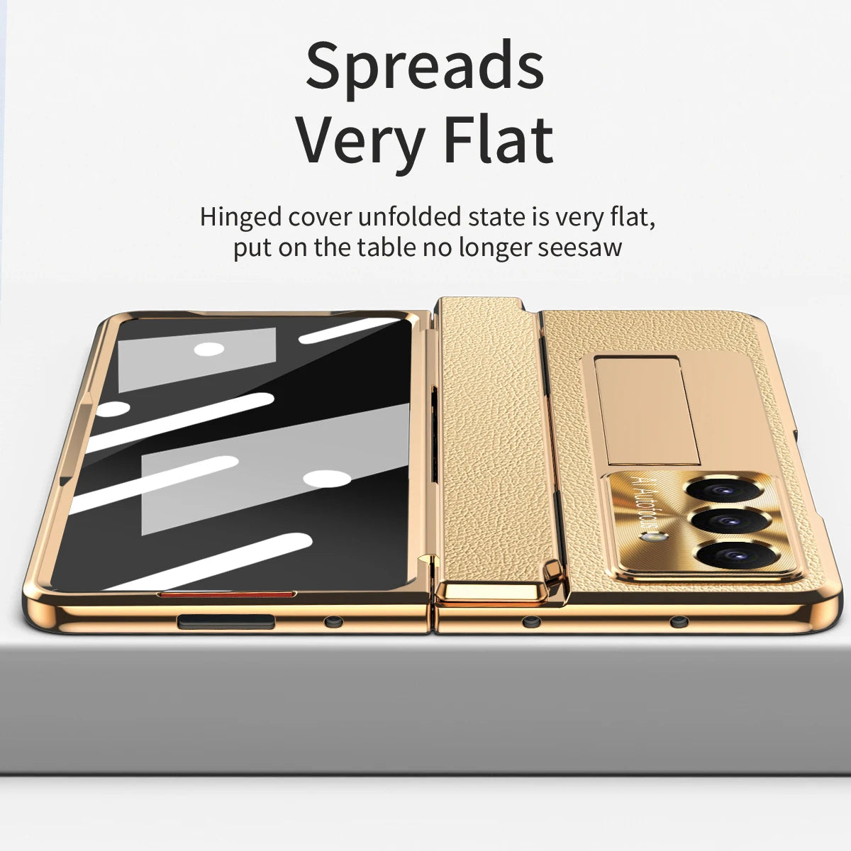 Luxury Leather One-Piece Plating Stand Hinge Shockproof Case For Samsung Z Fold