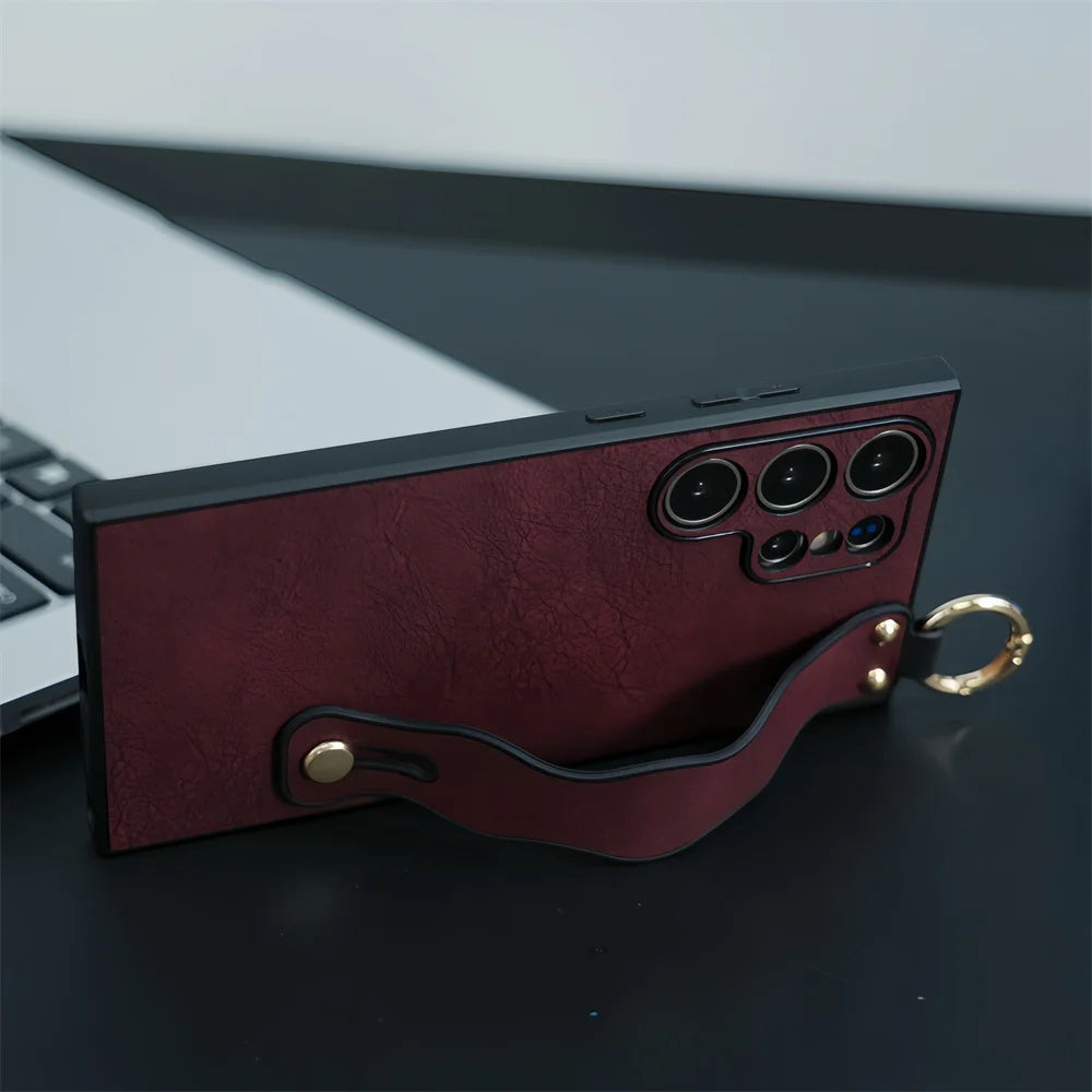 Wristband Bracket Leather Case for Samsung