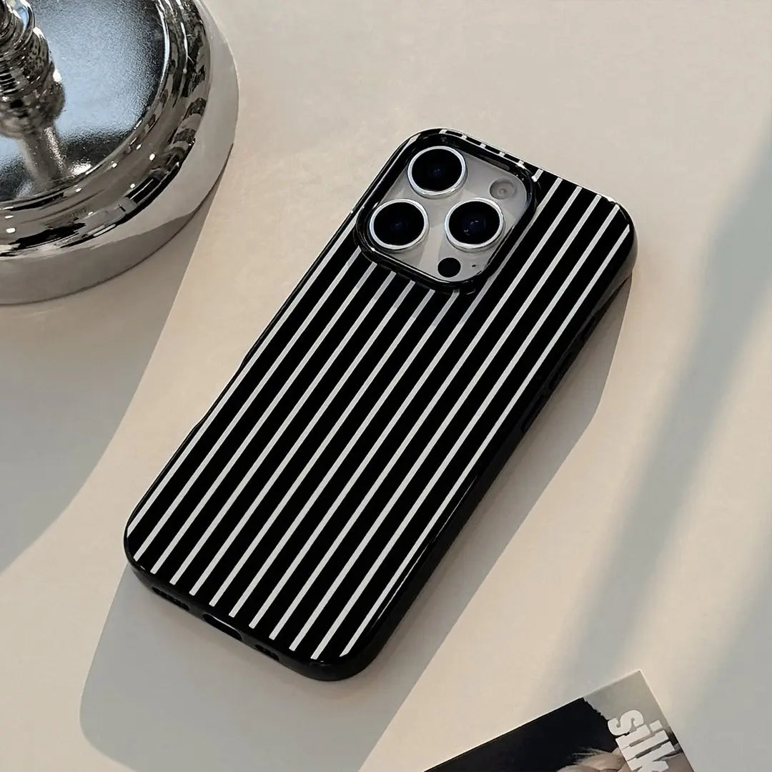 Black White Artistic Stripes Phone Case For iPhone