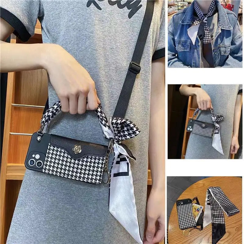 Handbag Leather Insertable Card Crossbody Bag Phone case for iphone