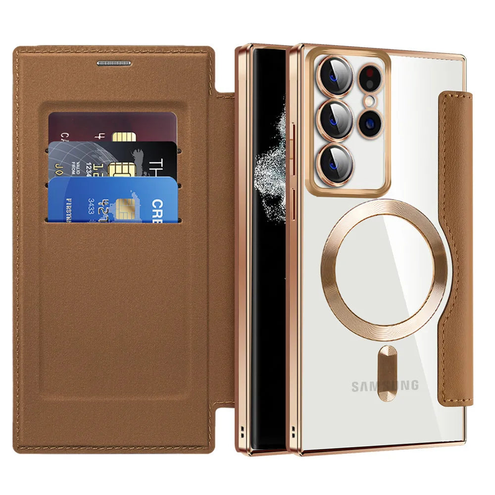 Card Holder Magnetic Leather Case for Samsung