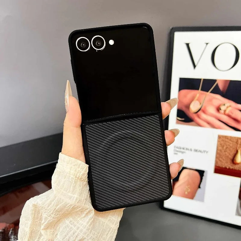 Carbon Fiber Textured Magnetic Phone Case for Samsung Z Flip