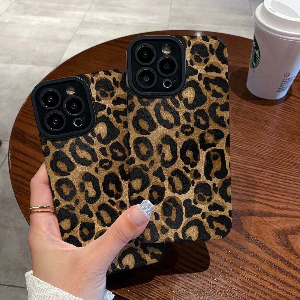 Gold Leopard Silicone Leather Case For iPhone