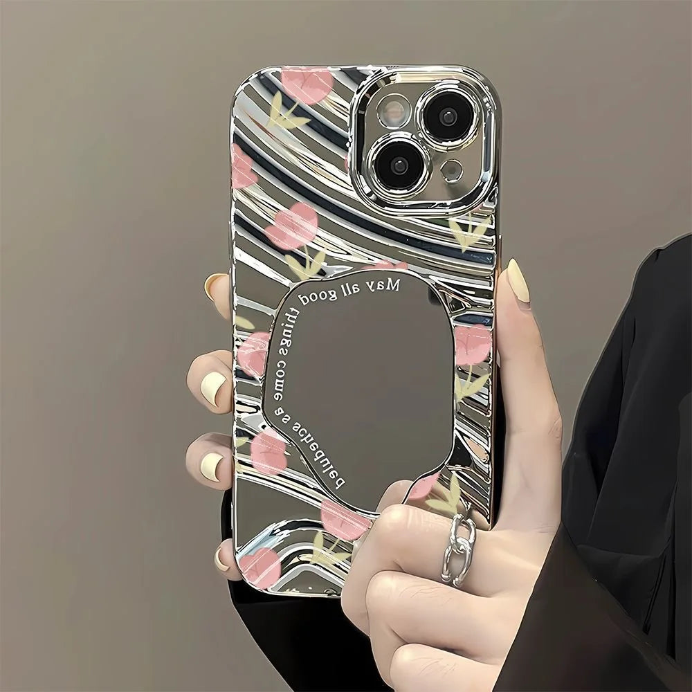 Cute Butterfly Mirror Wave Phone Case For iPhone