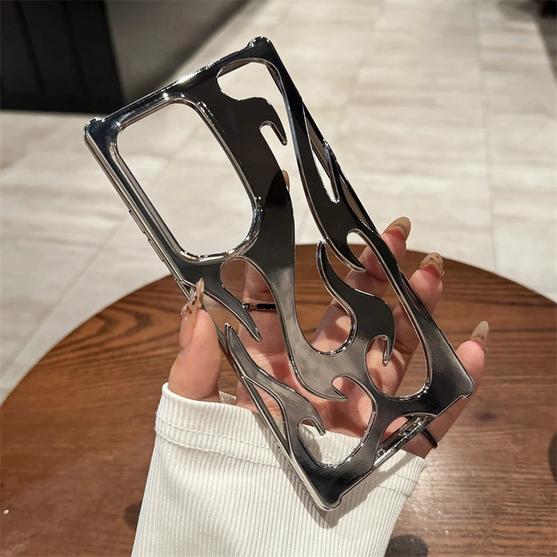 Luxury Plating Hollow 3D Flame Pattern Case For Samsung