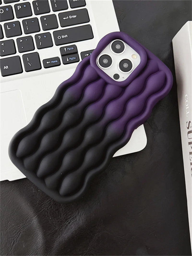 3D Wavy Gradient Dual Color Phone Case for iPhone
