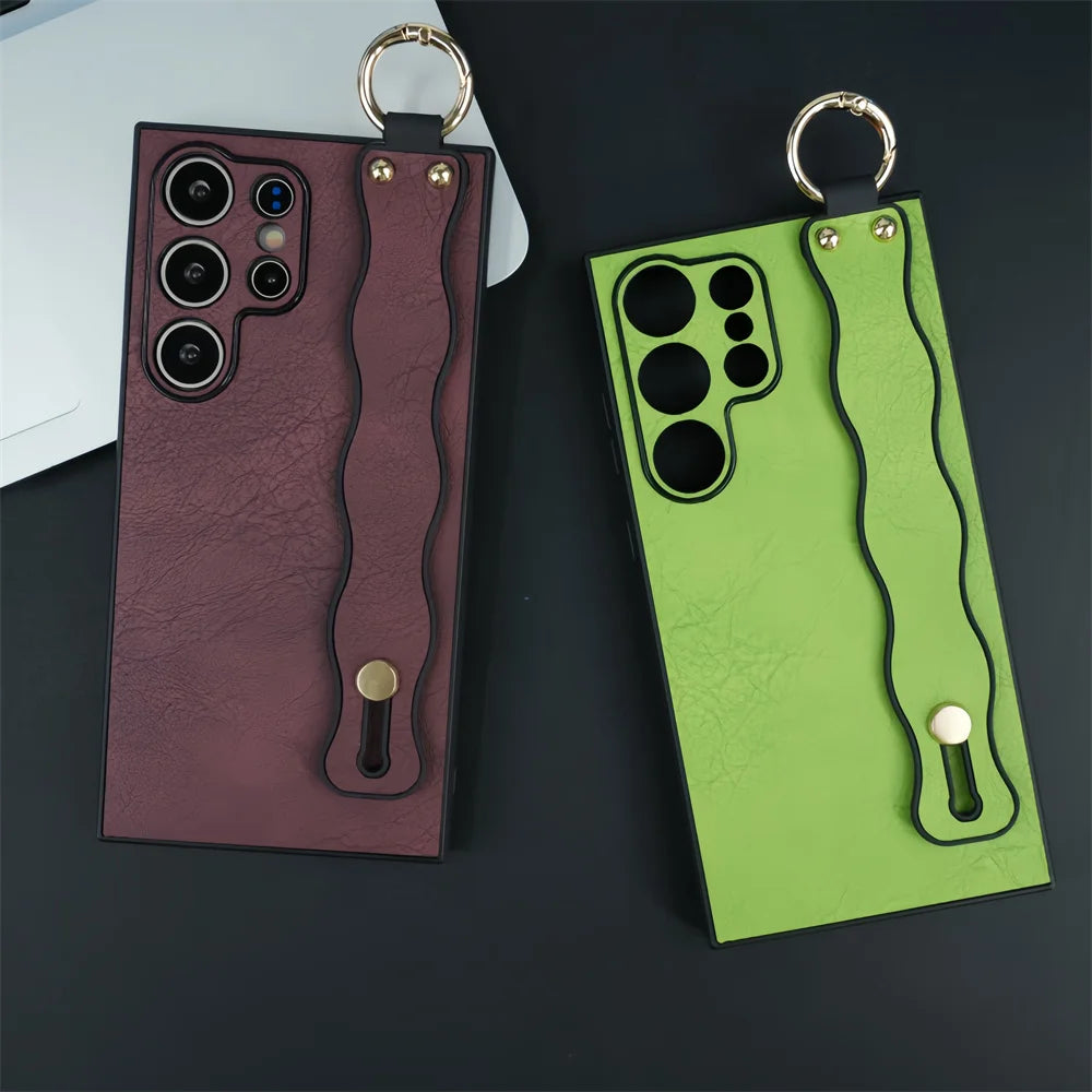 Wristband Bracket Leather Case for Samsung