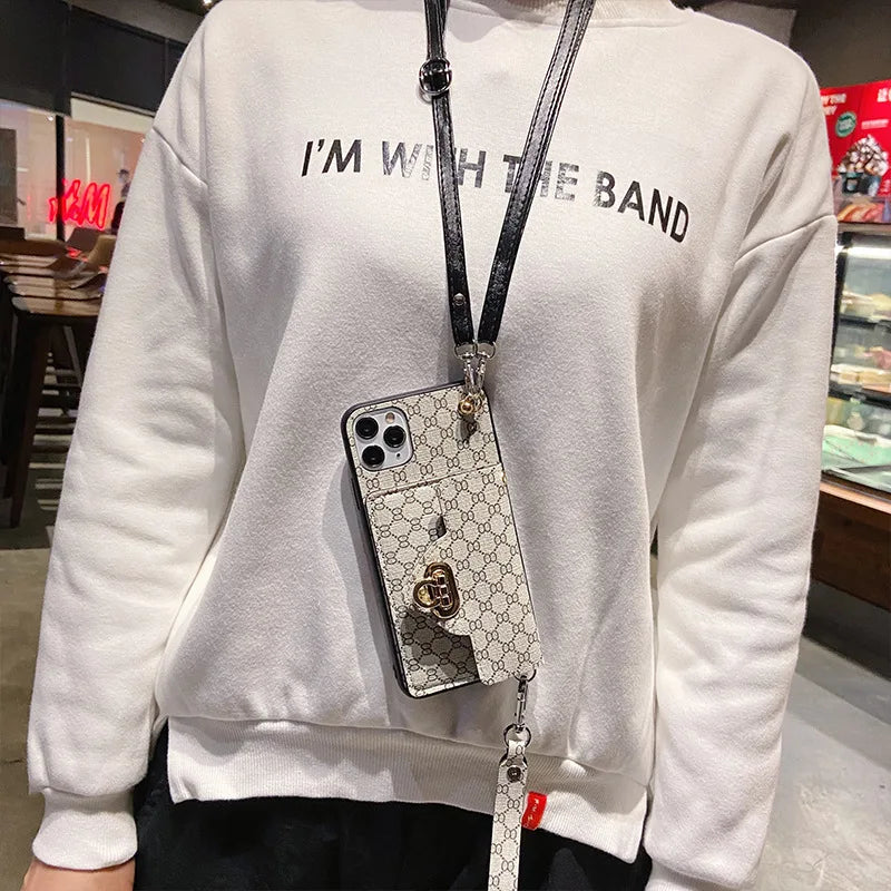 Luxury Leather Crossbody Wallet Phone Case Bag for iPhone