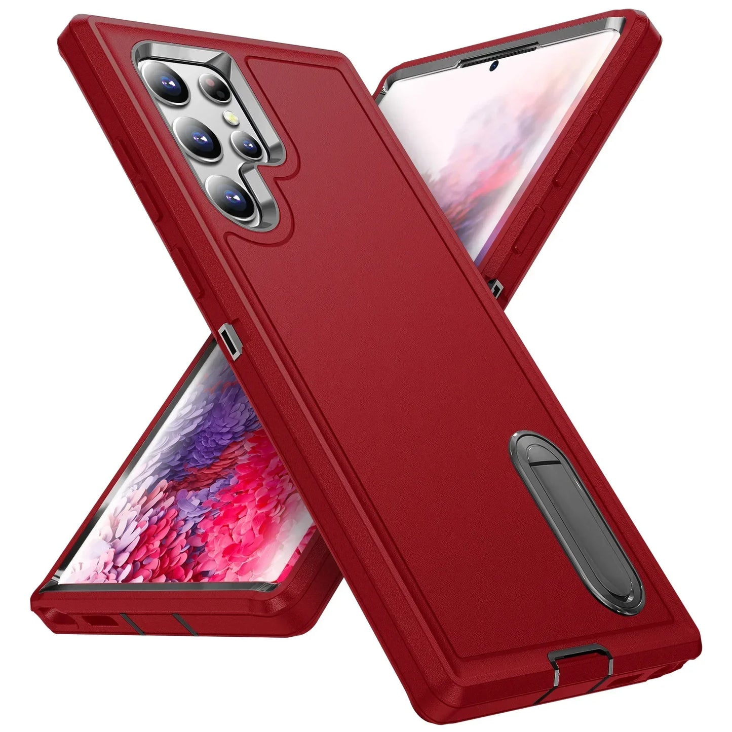 Heavy Anti-Scratch Rugged Protective Kickstand Full Body Shockproof Case for Samsung