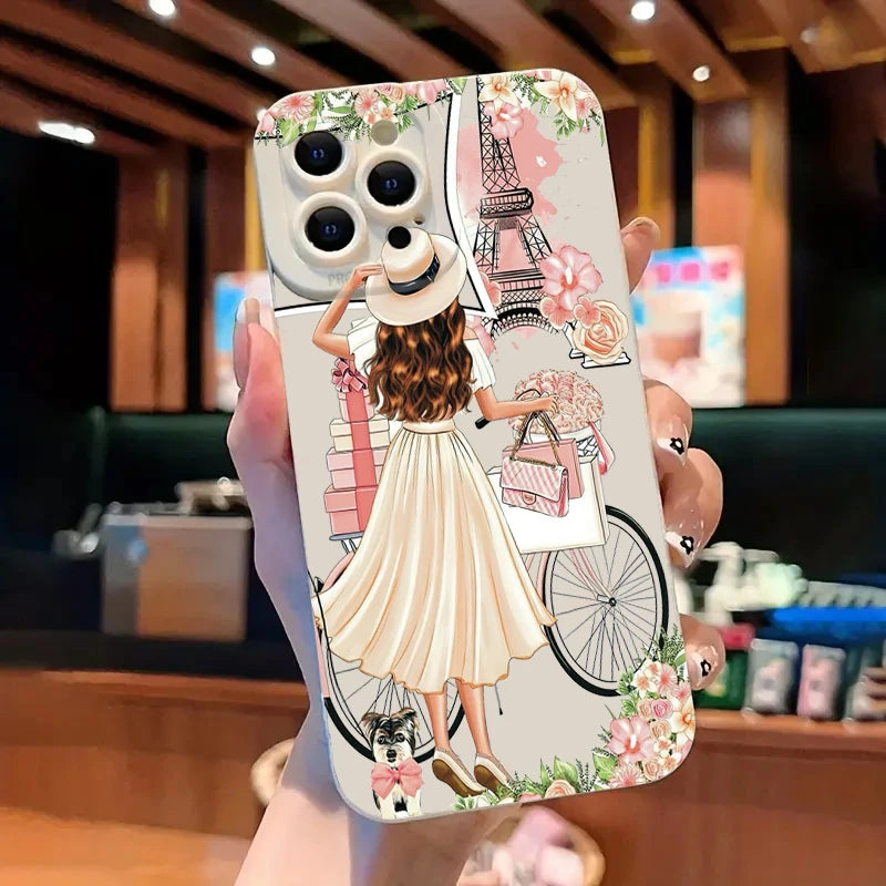 Flower Girl Pattern Decoration Phone Case for iPhone