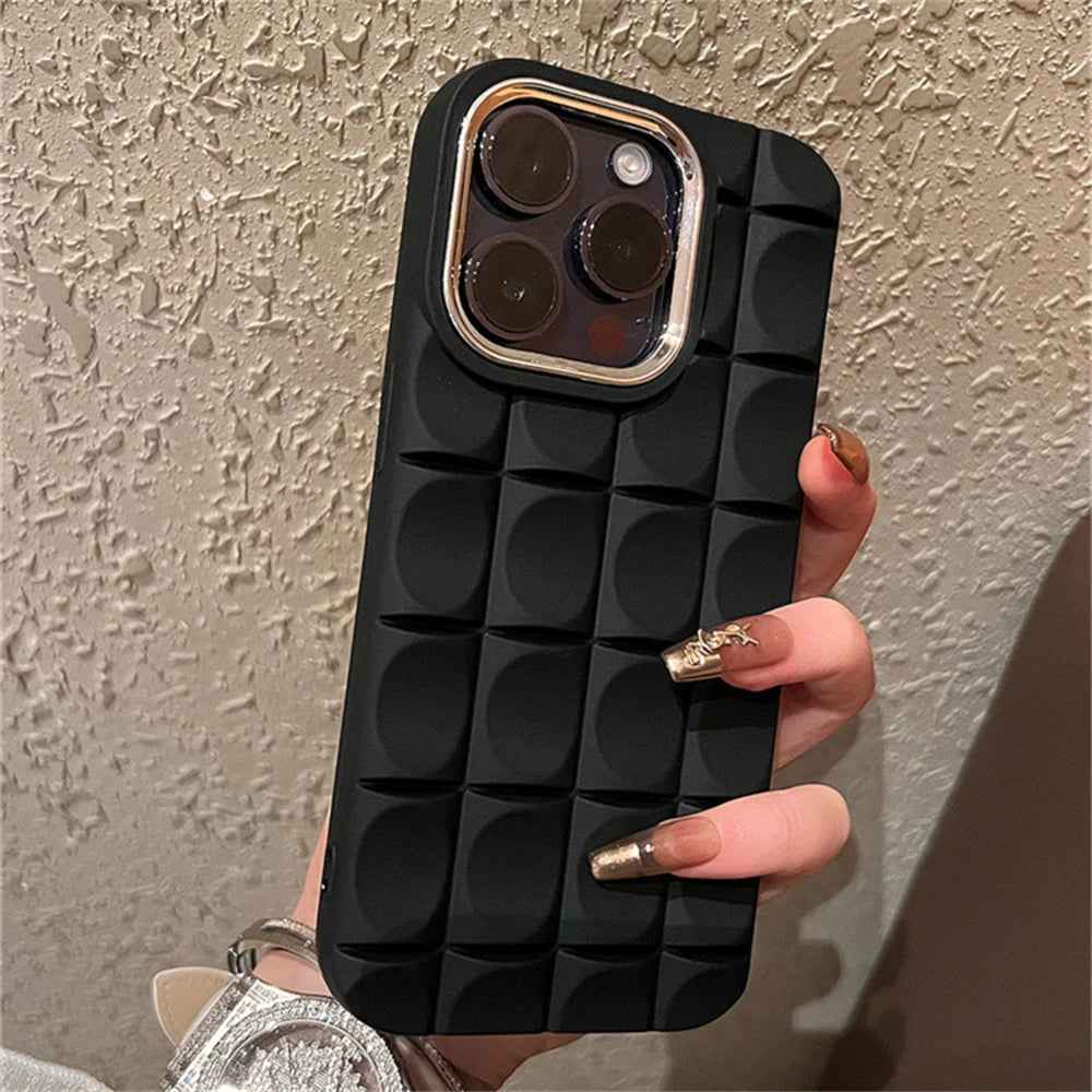 Square 3D Embossed Oval Pattern Phone Case For iPhone