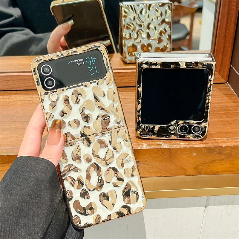Luxury Folded Texture Leopard Print Phone Case For Samsung