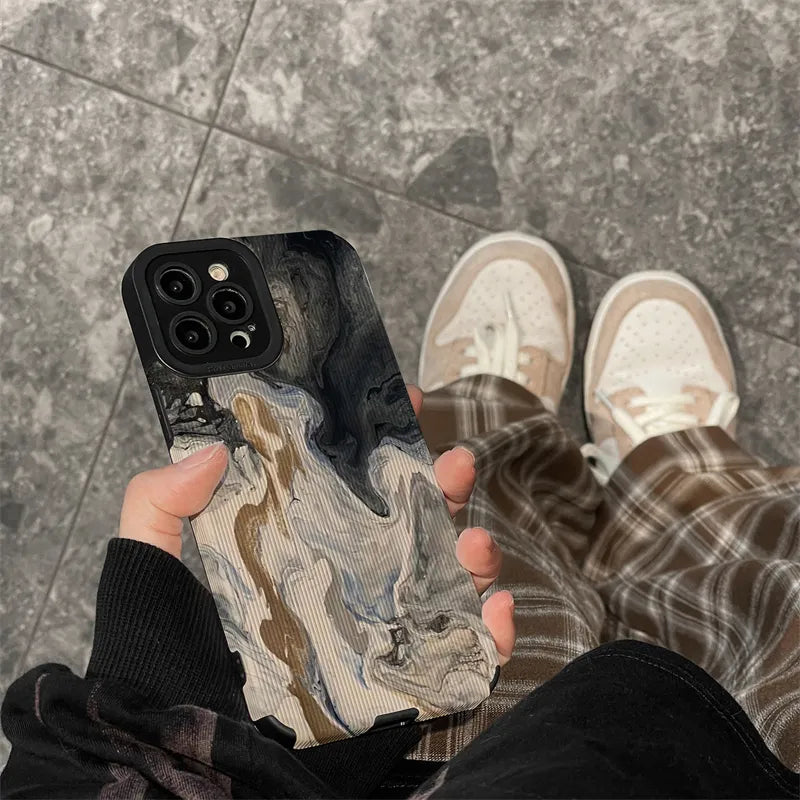 Black Style Gradient Watercolor Phone Case For iPhone