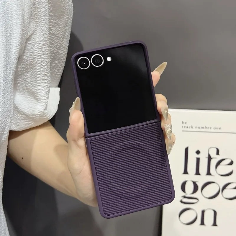 Carbon Fiber Textured Magnetic Phone Case for Samsung Z Flip