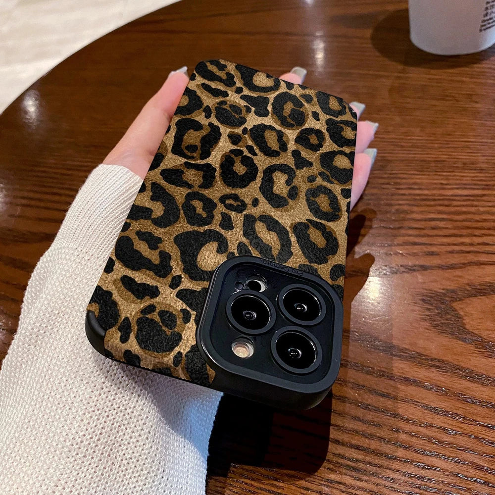 Gold Leopard Silicone Leather Case For iPhone