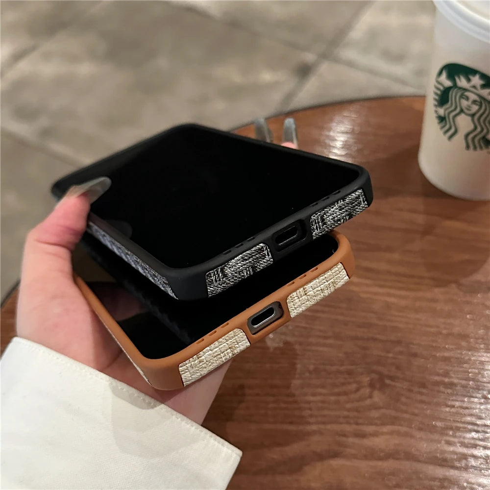 Weave Pattern Wrist Strap Holder Stand Case For iPhone