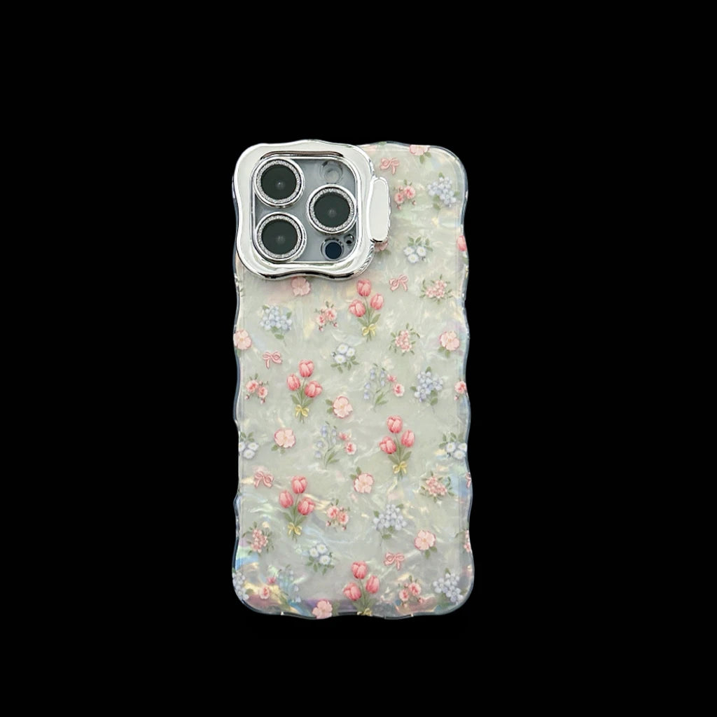 Chic Tulips Pattern Waving Frame Phone Case for iPhone
