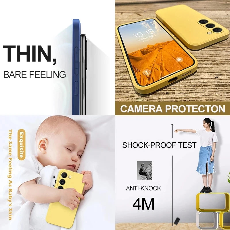 Square Liquid Silicone Phone Case For Samsung