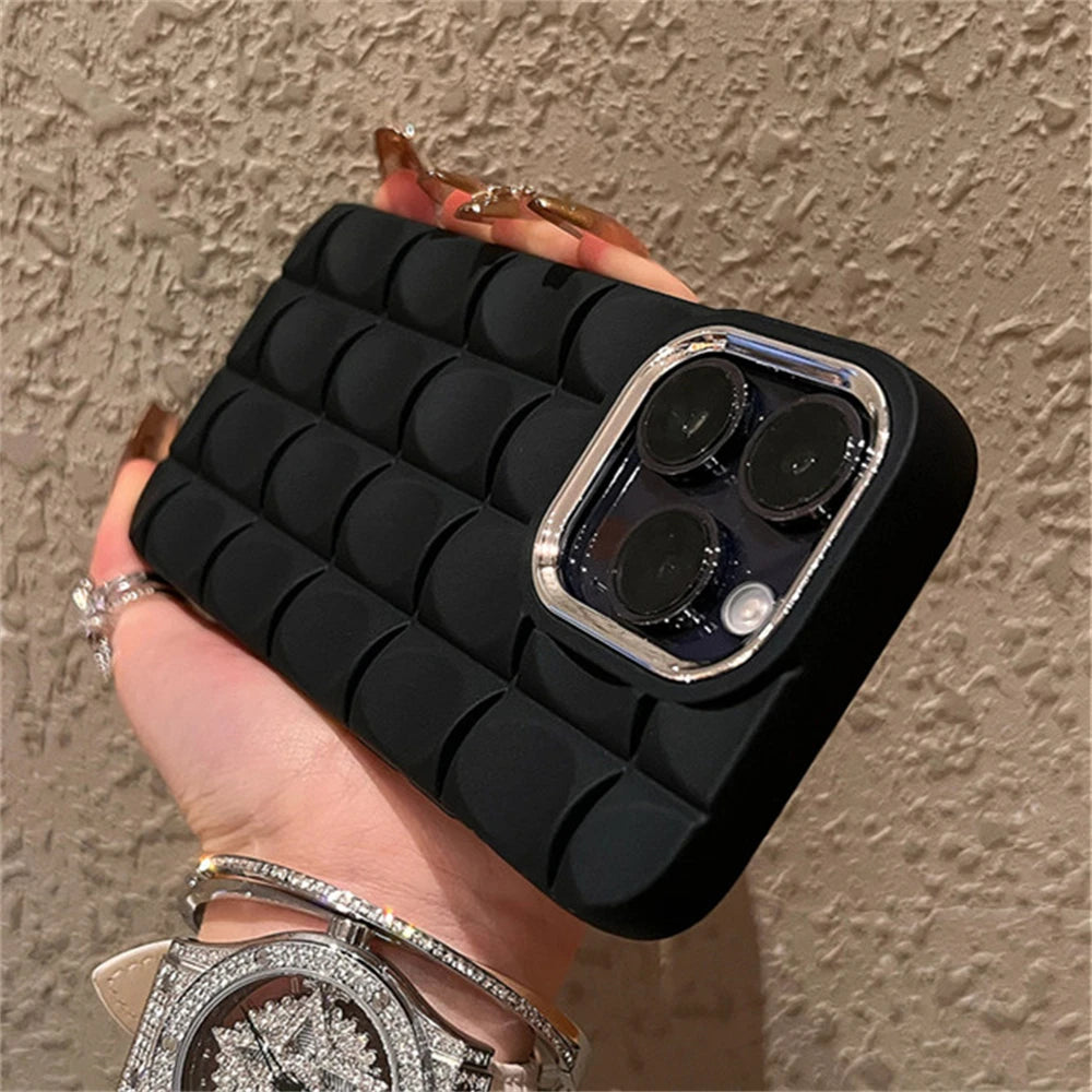 Square 3D Embossed Oval Pattern Phone Case For iPhone