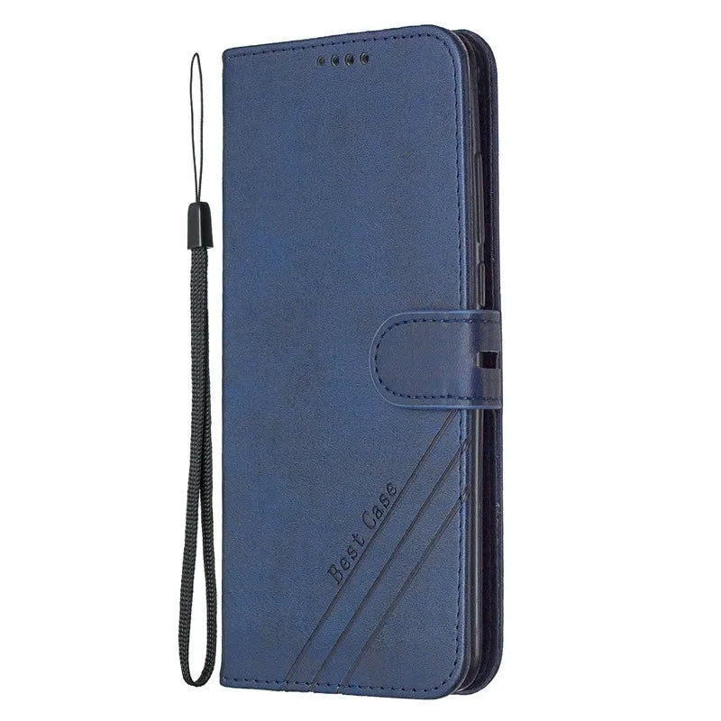 Solid Color Leather Flip Wallet Case For Samsung Galaxy