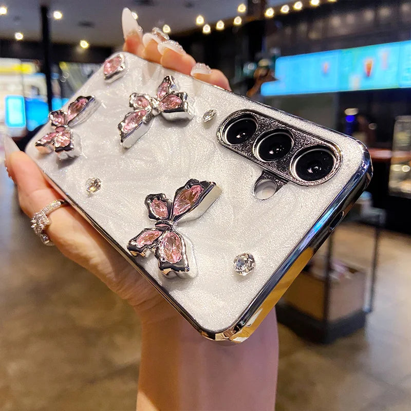 Glitter Plating Diamond Butterfly Case for Samsung