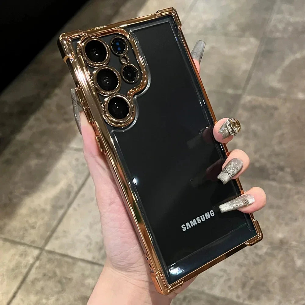 Plating Shockproof Transparent Soft Case For Samsung