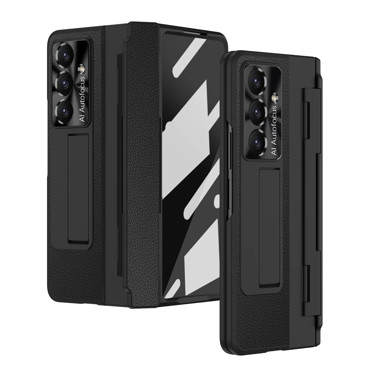 Luxury Leather One-Piece Plating Stand Hinge Shockproof Case For Samsung Z Fold