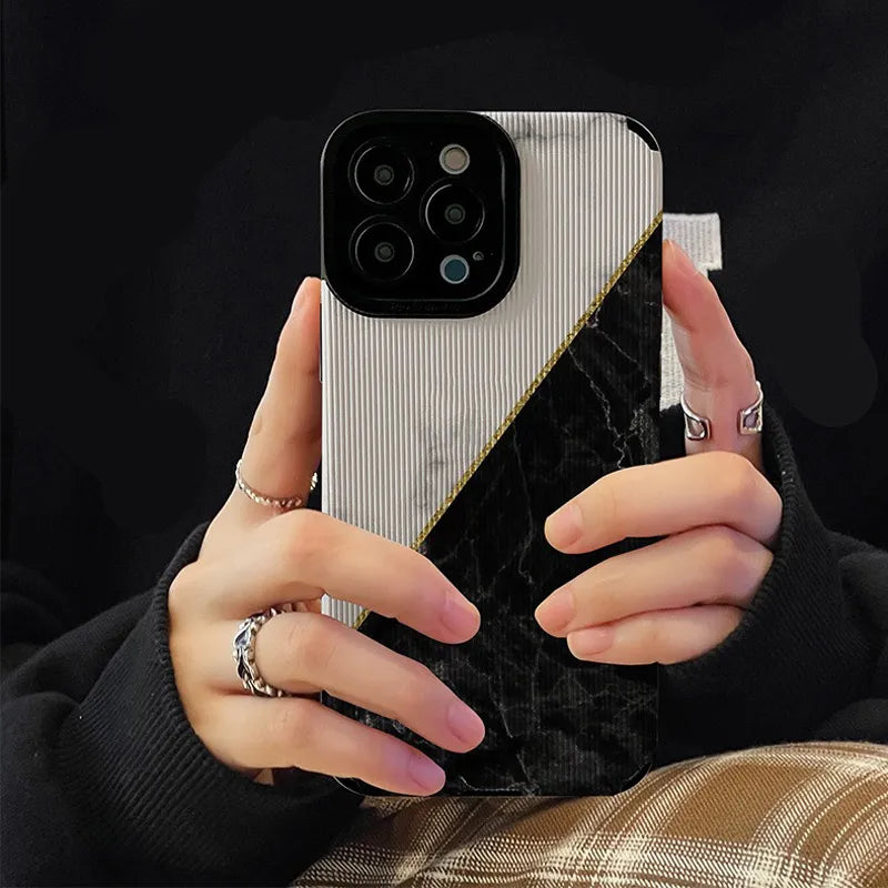 Retro Black & White Shockproof iPhone Case