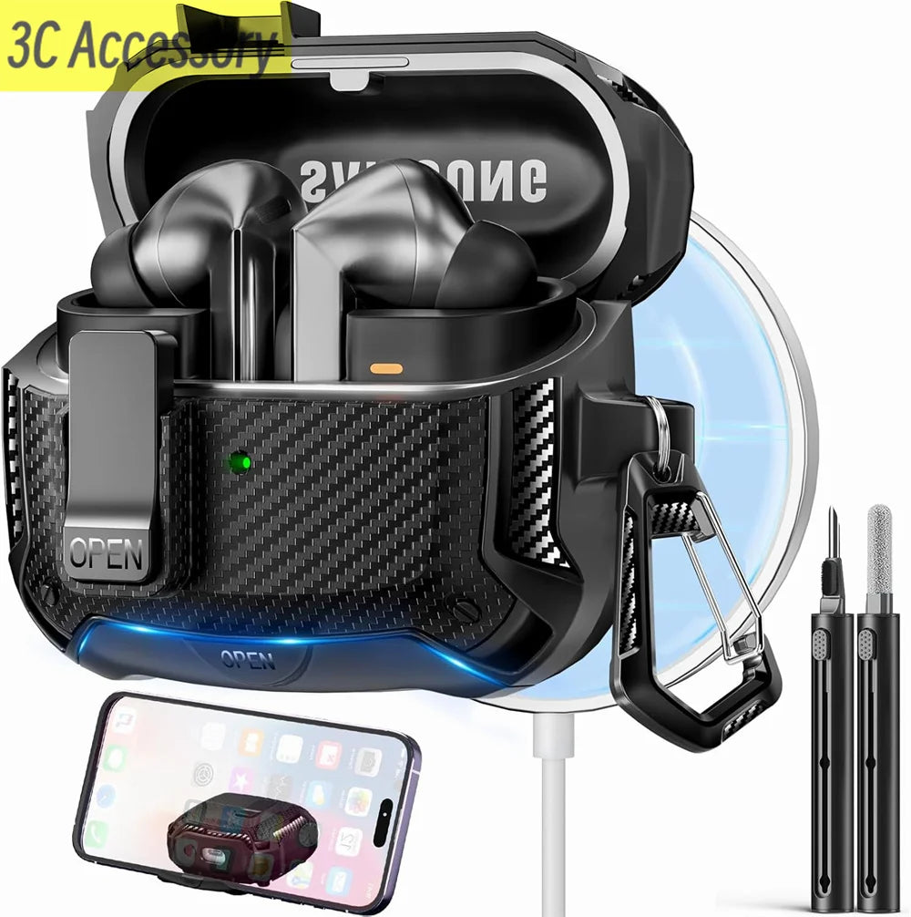 Secure Lock Clip Case for Samsung Buds with Cleaning kit
