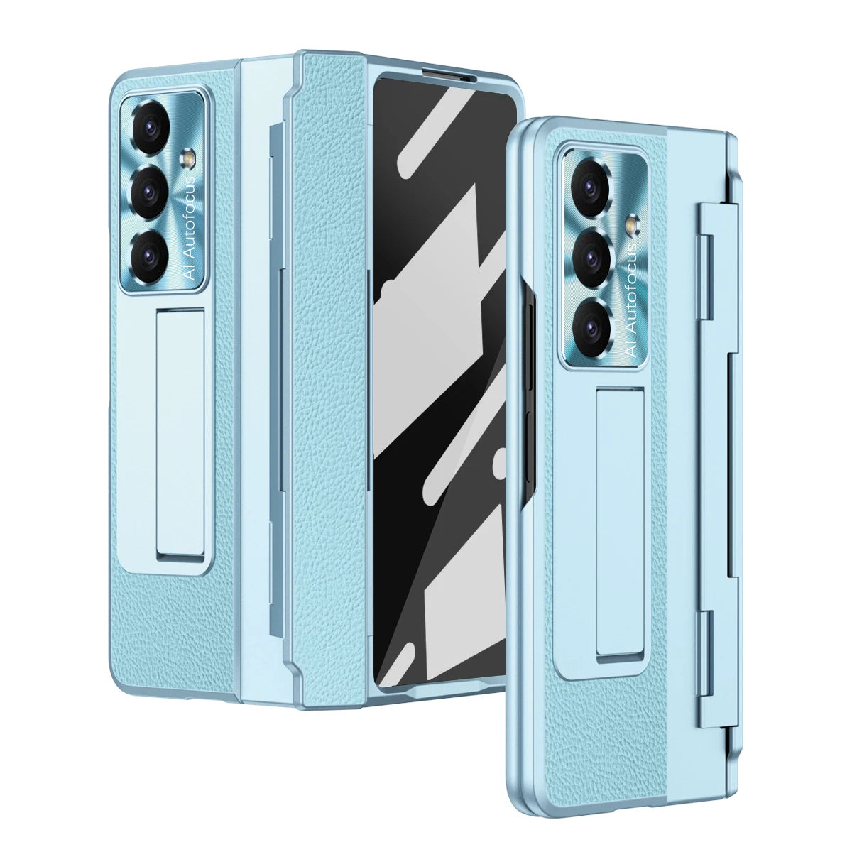 Luxury Leather One-Piece Plating Stand Hinge Shockproof Case For Samsung Z Fold