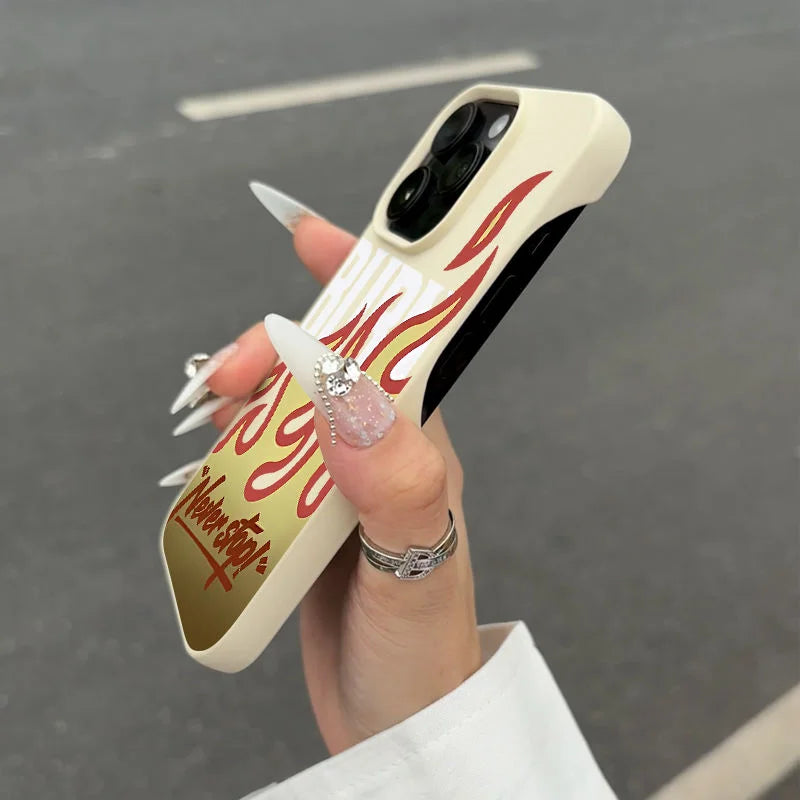 Graffiti Flame English Burn Matte Soft Case For iPhone