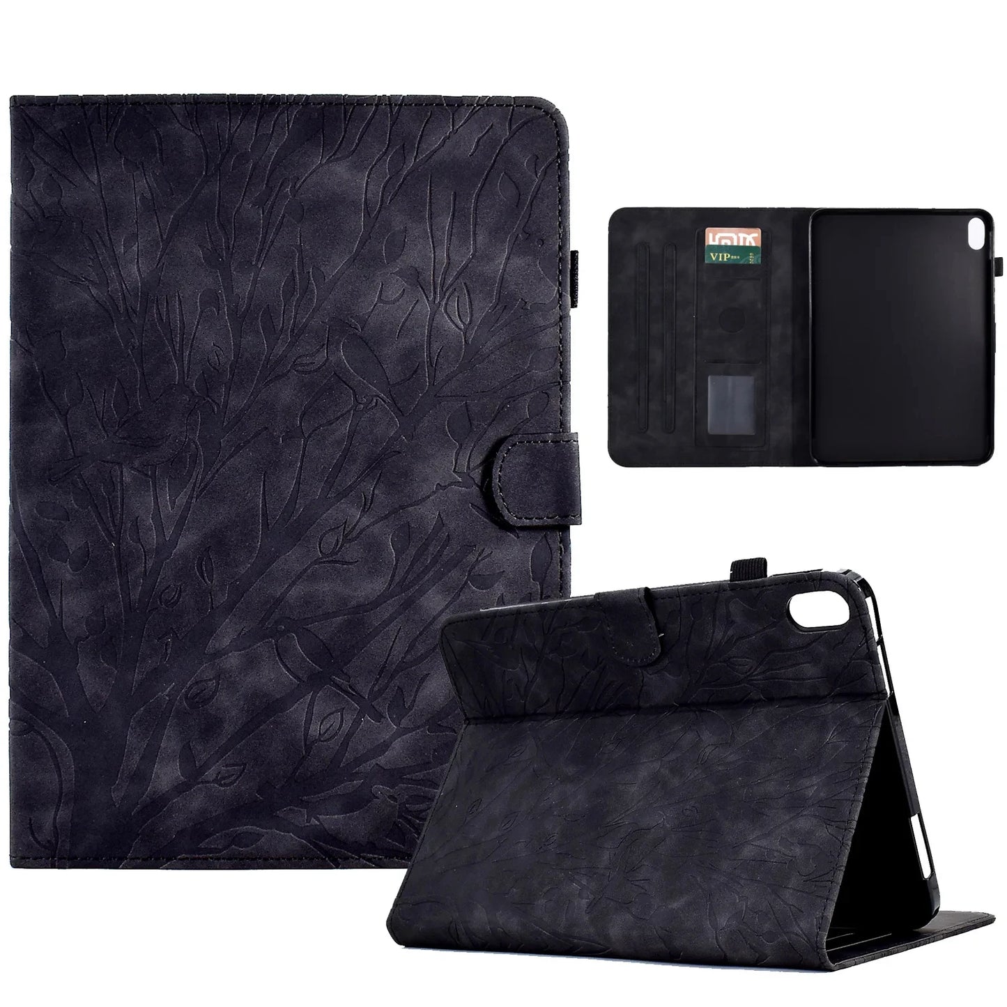 Embossed Tree Leather Wallet Case for iPad