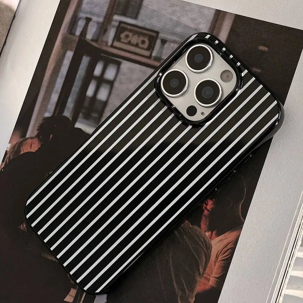 Black White Artistic Stripes Phone Case For iPhone