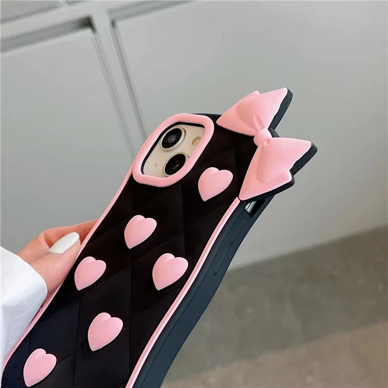 Cute Black Love Bow Soft Silicone Case for Samsung