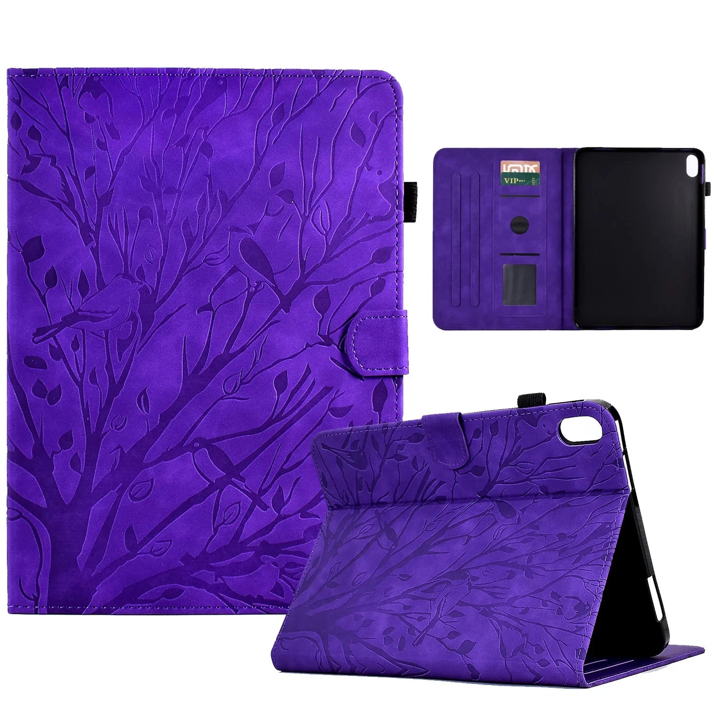 Embossed Tree Leather Wallet Case for iPad