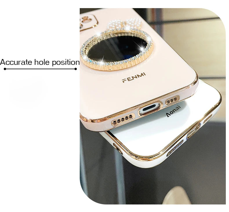 Make up Mirror Diamond Bling Case with Stand Cover