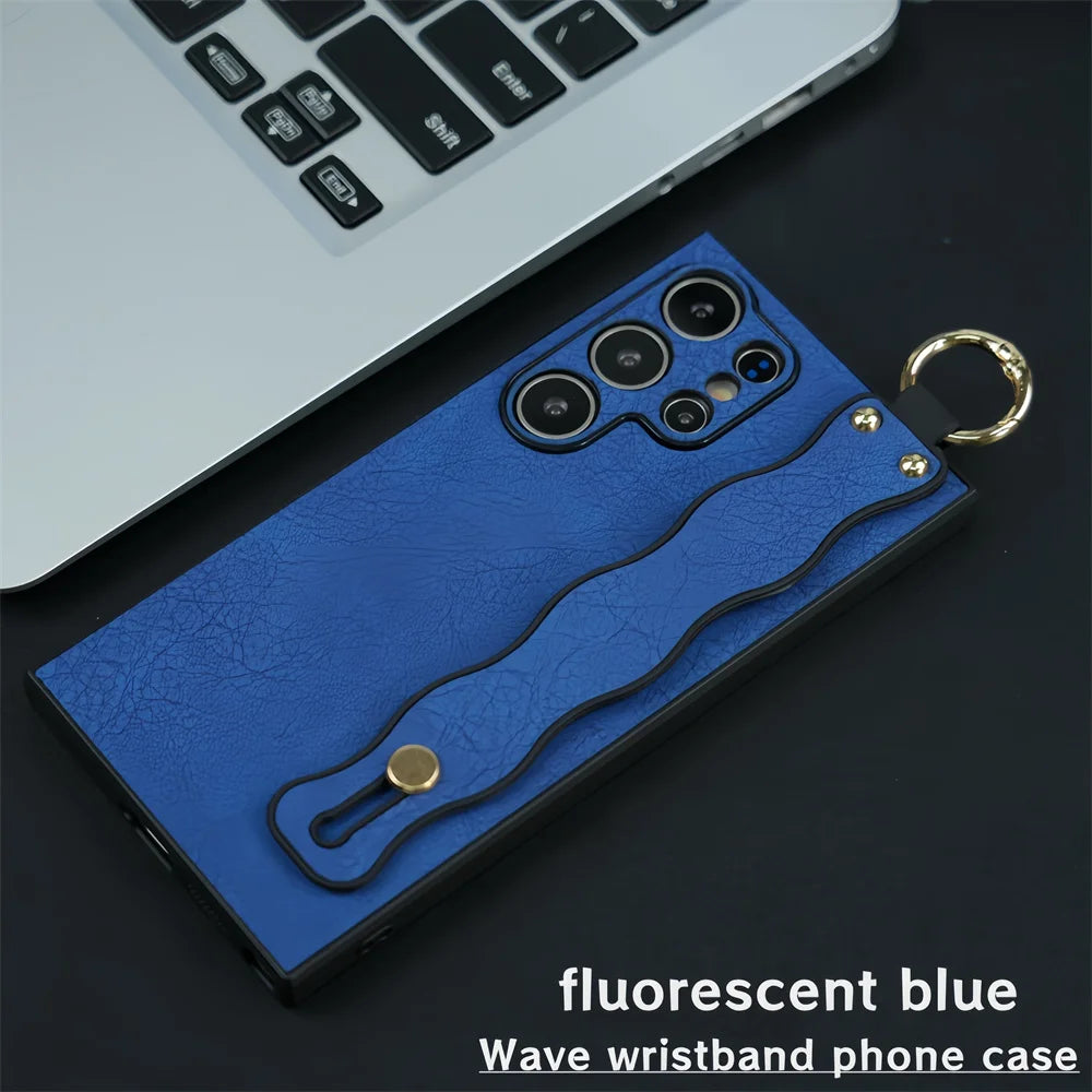 Wristband Bracket Leather Case for Samsung
