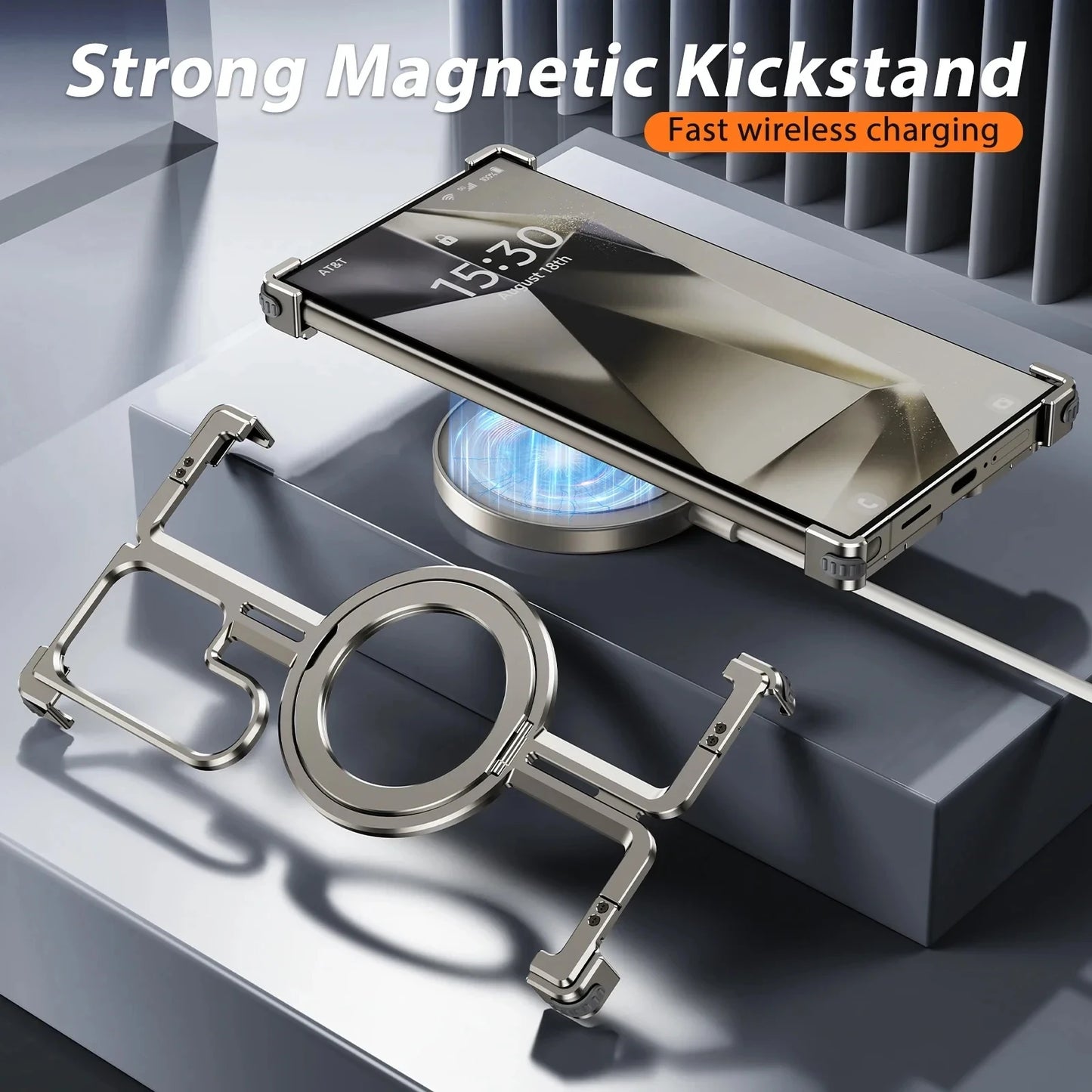 Metal Bumper With Finger Ring Holder Phone Case for Samsung