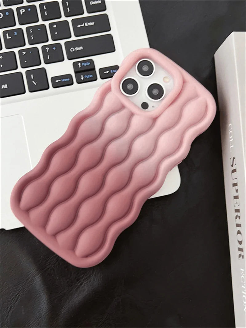 3D Wavy Gradient Dual Color Phone Case for iPhone