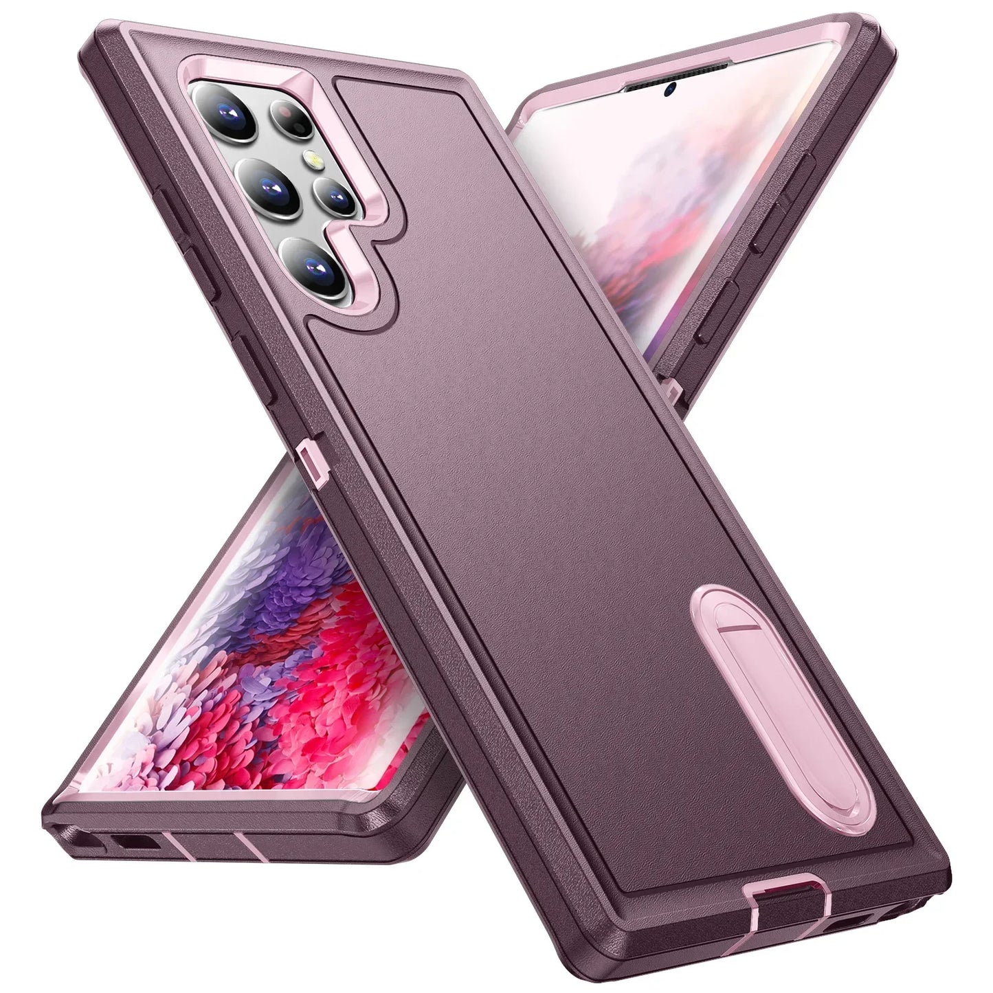 Heavy Anti-Scratch Rugged Protective Kickstand Full Body Shockproof Case for Samsung