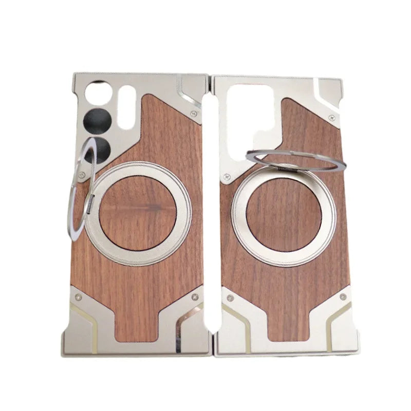 Walnut Wood Luxurious Aluminium Magsafe Case for Samsung