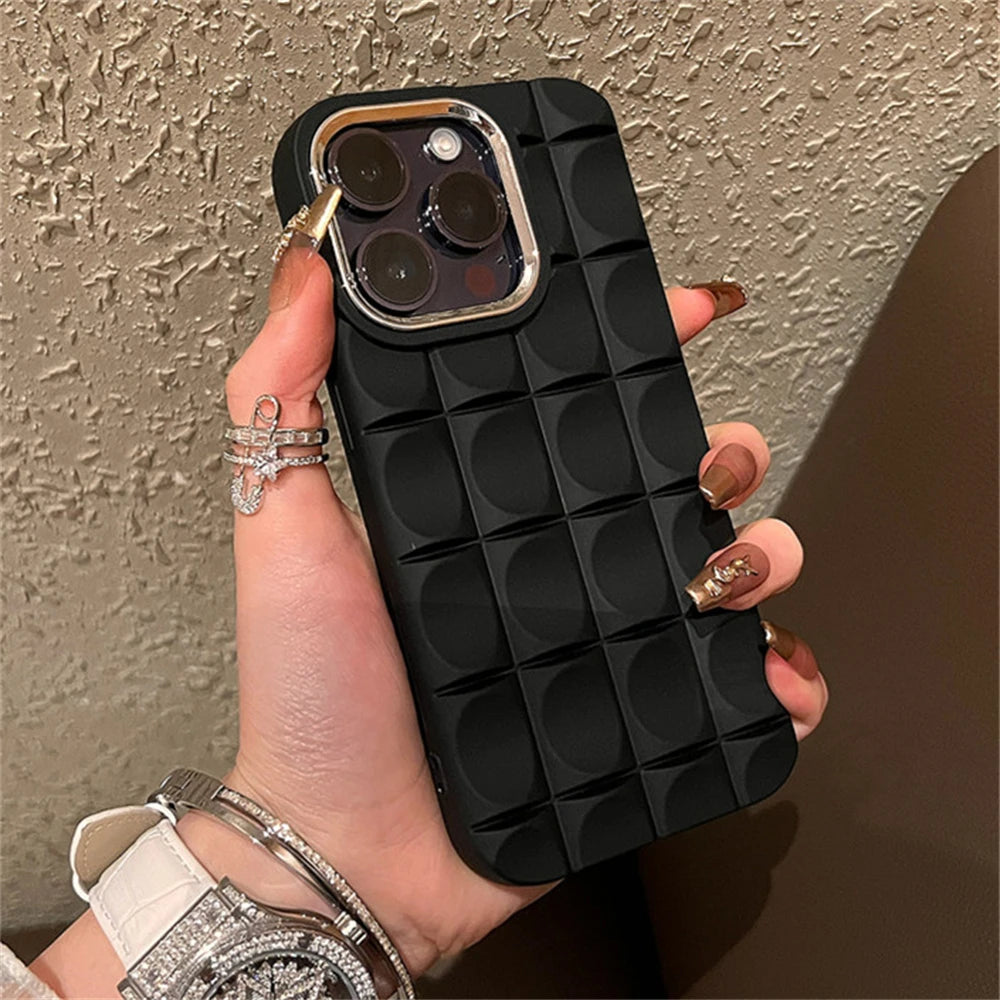 Square 3D Embossed Oval Pattern Phone Case For iPhone