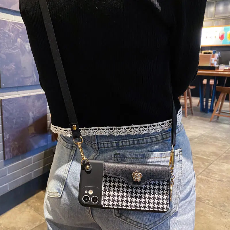 Handbag Leather Insertable Card Crossbody Bag Phone case for iphone