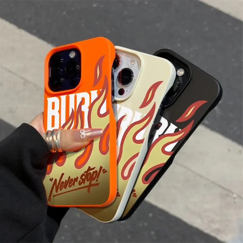 Graffiti Flame English Burn Matte Soft Case For iPhone
