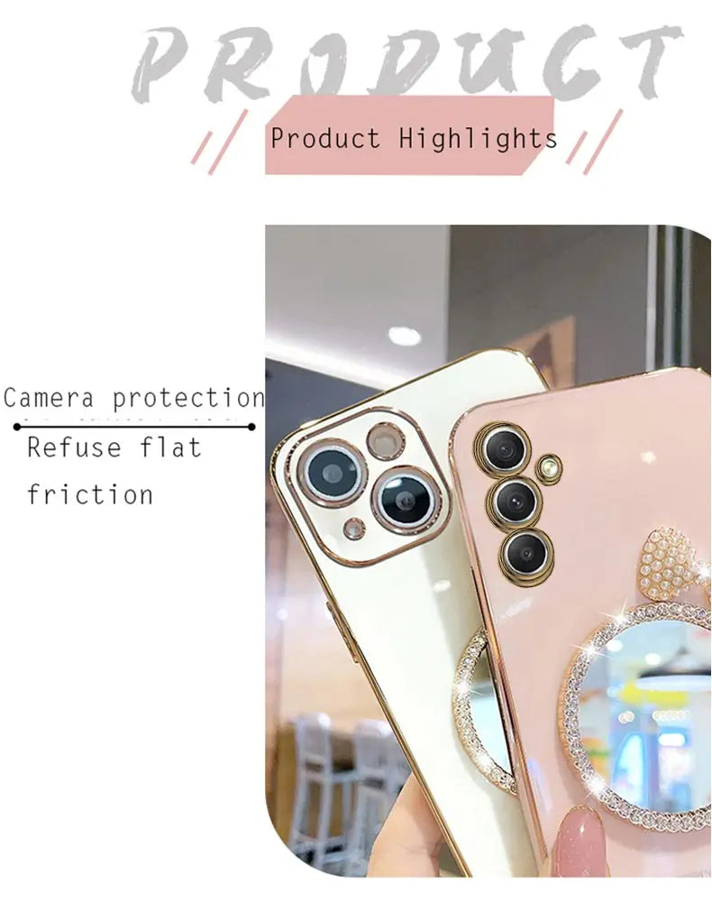 Make up Mirror Diamond Bling Case with Stand Cover