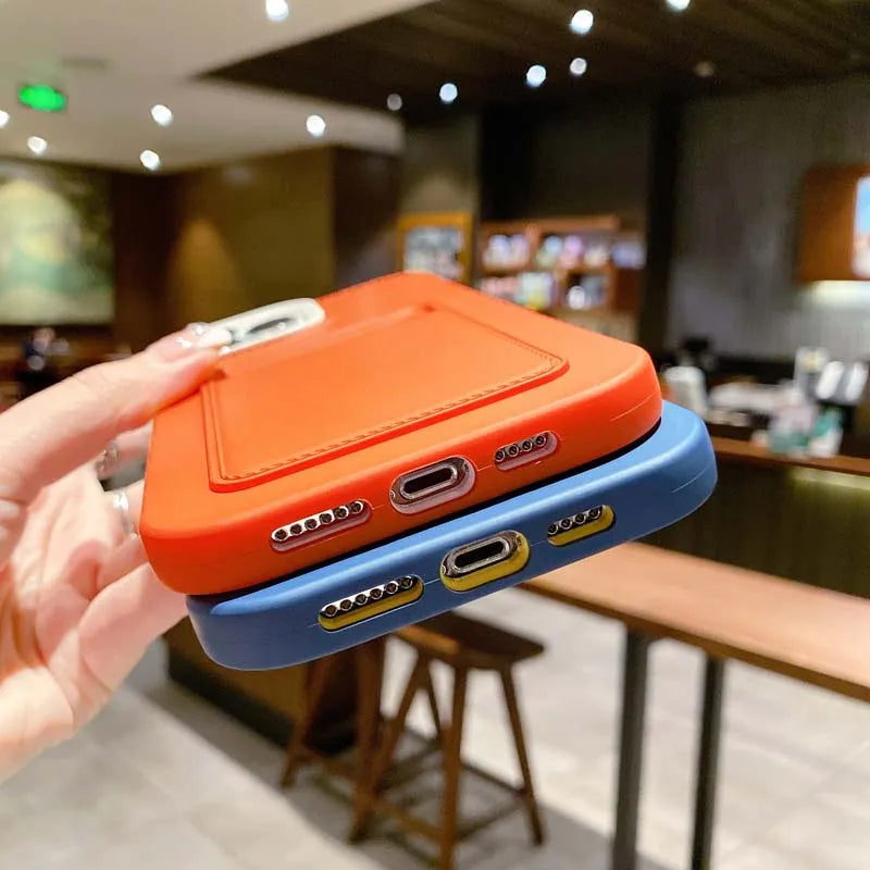 Luxury Soft Silicon Card Pouch iPhone Case