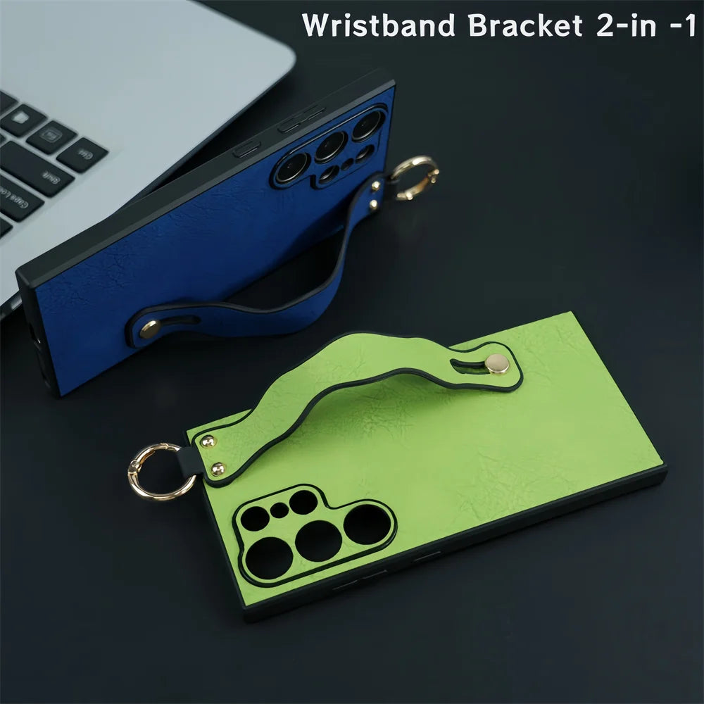 Wristband Bracket Leather Case for Samsung