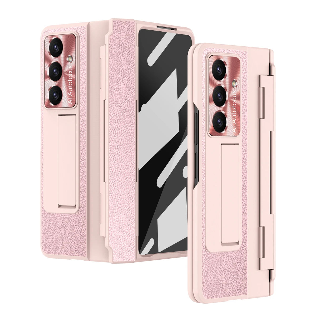 Luxury Leather One-Piece Plating Stand Hinge Shockproof Case For Samsung Z Fold