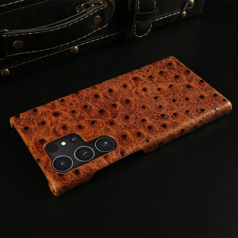 Ostrich Genuine Leather Case for Samsung